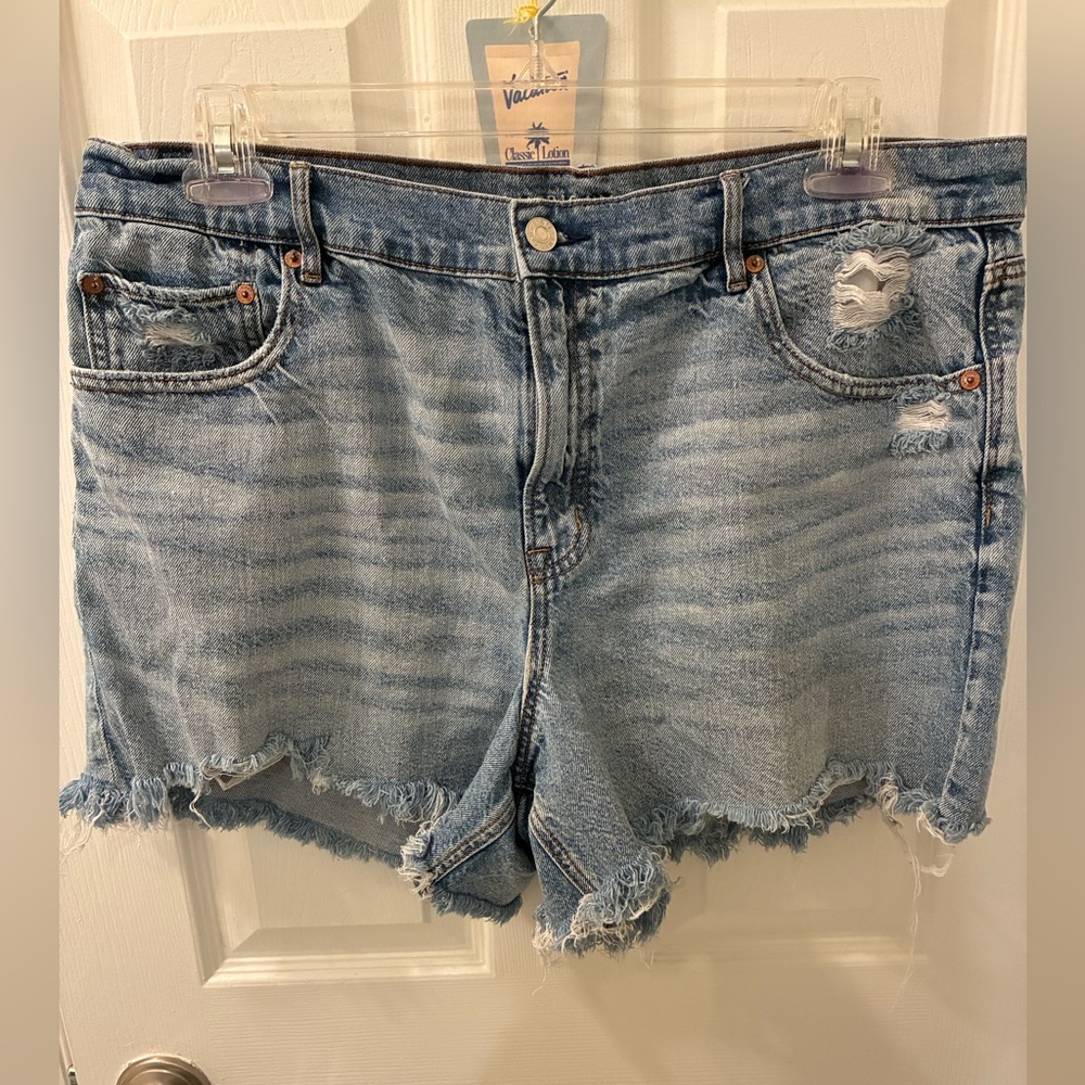 American Eagle Outfitters Light Wash Distressed Denim Shorts